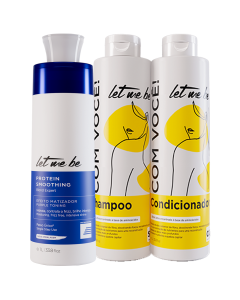 Kit Blond Protein Smoothing Passo Único 1L + Shampoo e Condicionador Ultra Concentrado 1 L