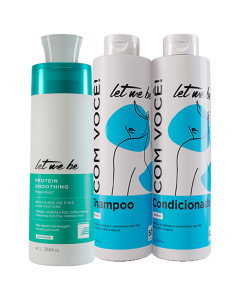 Kit Protein Smoothing Passo Único 1L + Shampoo e Condicionador Biotina 1L