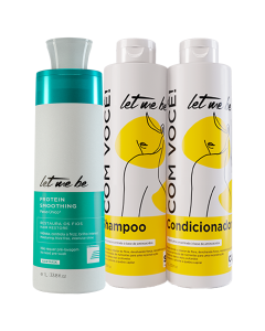 Kit Protein Smoothing Passo Único 1L + Shampoo e Condicionador Ultra Concentrado 1L