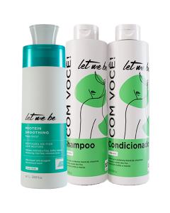 Kit Protein Smoothing Passo Único 1L + Shampoo e Condicionador Aloe Vera 1L